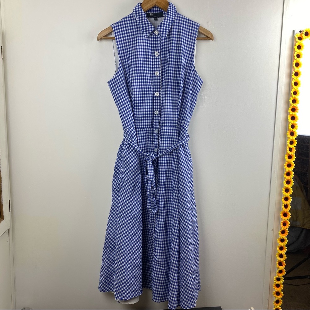 Be by Chetta B Gingham Midi Collared Button Up Shirt Dress Preppy